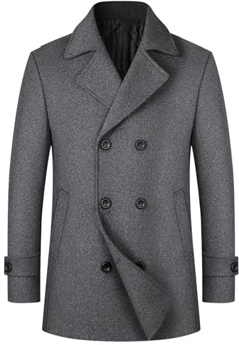 Manteau en Laine Trench Blouson Homme Hiver Chaud Long Elegant Manteaux et Blousons Cachemire Slim Fit Veste Laine Hommes mi Saison Caban Parka Pardessus Business Duffle-Coats Overcoat