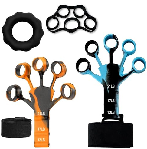 YanBous Pacco da 4 estensori per dita, Allenatore di mano in silicone regolabile per rafforzare dita e polsi, Ideale per migliorare la funzionalità e la flessibilità delle dita