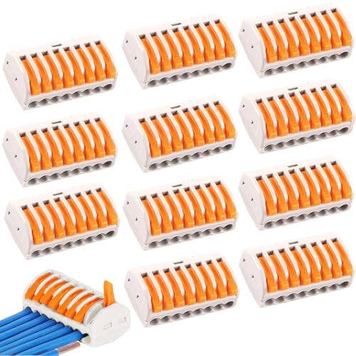 12 Pièces Connecteurs Électriques Rapide Avec Levier, Blocs Connexion Électrique Bornes Conductrices 4 Mm², Connecteur Écrou Levier, Bornes Connexion 32a Enfichables, Pour Conducteurs De Câbles Fixes.
