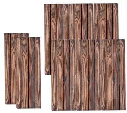 Suelo Terraza Encajable, Baldosa Madera de Pino Jardin Suelo Terraza Exterior con Sistemas de Drenaje Antideslizante Resistente al Desgaste Fácil Instalación Carbonizado Oilfree 8pcs