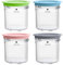 Reheyre 4 Pack 16oz Pints Replacement Ice Cream Cup, BPA-Free Durable Color-Coded Lids Leak-proof Ice Cream Containers for Ninja Creami Breeze NC100/NC200 Sets