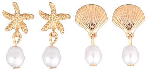 Mikovivi Boucles d'Oreilles Étoile de Mer pour Femme, Or Boucles d'Oreilles Coquillage Bijoux de Plage Cadeau Océan Tendance Essentiels pour les Vacances d'Été For Femme