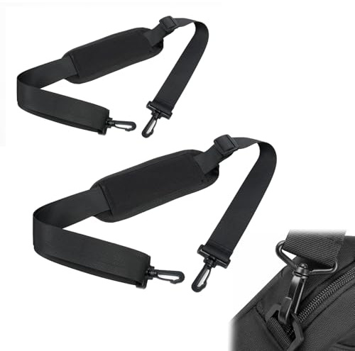 PLATEYTR Correa de Hombro Universal para Bolso y maletín 2 Unidades 3cmx130cm + 3.8cmx160cm Negro con Acolchado Ajustable para Viaje, Trabajo y Uso Diario