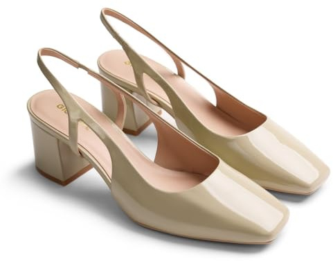 Gioseppo CABUYAO - Zapatos de Tacón Estilo Salones Destalonados para Mujer, Acabado en Efecto Charol con Detalle de Lazo, Color Beige, Talla 38