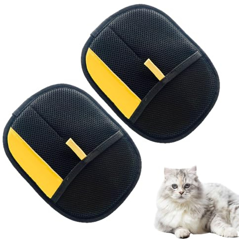 technodry Pet Hair Glove – Double-Sided Fur Remover with Enhanced Grip, Reusable & Washable, Effective Hair Removal for Cats, Dogs, Sofas, Clothing & Car Seats (Black, 2 Pieces)