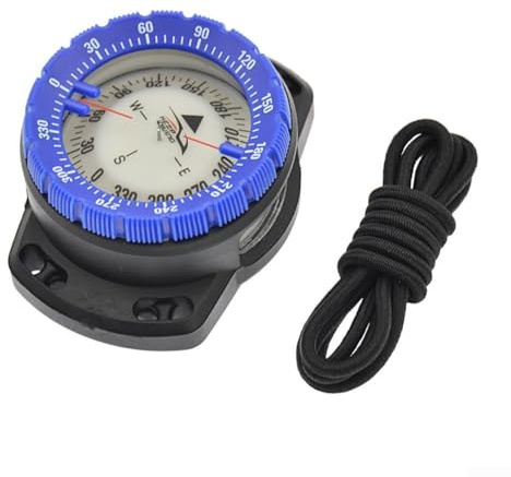 Gdfnmogo Scuba Diving Compass Gauge with Wrist Mount, Top and Side Reading, Lightweight Portable Module with Comfortable Adjustable Rubber Strap, Waterproof to 50m for(Blue)