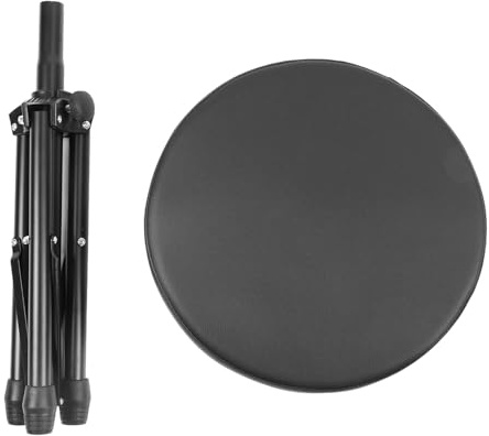 DouWen MO Asiento Acolchado para Trono de batería, Taburete Giratorio para Tocar la batería con Ajuste de Altura, diseño Plegable de Tres Patas para baterías, Pianos y Uso en Estudio, Base a