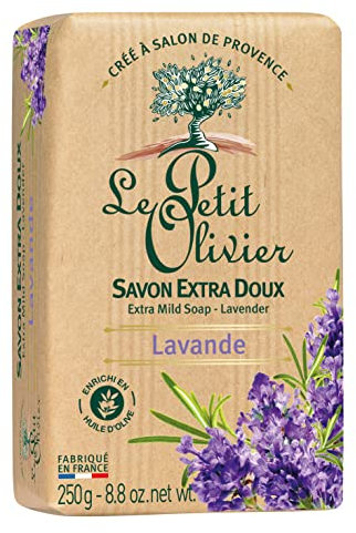 Le Petit Olivier Savon extra doux à la lavande, 100% huiles végétales - Le paquet de 250g