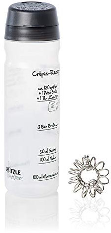 Pfannkuchen-Shaker (ANTHRAZIT) für 4 Portionen (875ml) Pfannkuchenteig mit Rezeptaufdruck für Pfannkuchen und Crêpes und praktischem Mixer aus Edelstahl Mit innovativem Ausgießer Patentierter Shaker