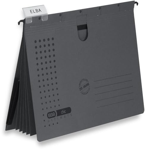 Elba Chic Ultimate 100333016 Organiser with Expanding Pocket on The Back Cover Pack of 5 Charcoal Organiser Stapler Chic Ultimate® Charcoal