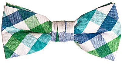 Born to Love Boys Kids Pre Tied Adjustable Bowtie Easter Holiday Party Dress Up 4 Inches Black Green and Blue Plaid Cotton Bow tie