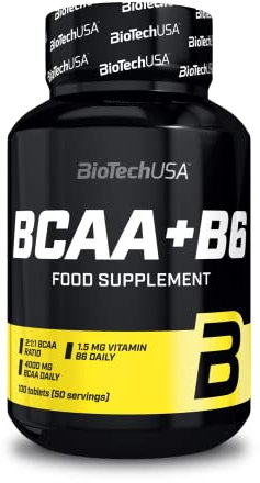 BioTechUSA BCAA+B6, BCAA in compresse senza glutine, potenziati con Vitamina B6, 100 Compresse