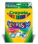 CRAYOLA - 12 Filzstifte Kinder Auswaschbar, Filzstiften mit Feiner Spitze, Waschbar, für Schule und Freizeit, Multicolor, Fasermaler Kinder, Ab 3 Jahre, 58-6671