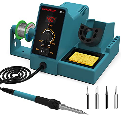 KEYTAPE Soldering Staion 60W,200℃-480℃ Smart Temperature Control 6 Seconds Rapid Heating Soldering Iron Station Soldering kit with Solder Bracket,Heat- Resistant Sponge