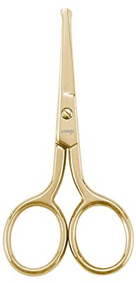 LIVINGO Forbici professionali per il naso, multiuso in acciaio inox con punta arrotondata, lama dritta, per capelli viso, barba e sopracciglia, strumento per la cura delle orecchie, 8,9 cm, oro