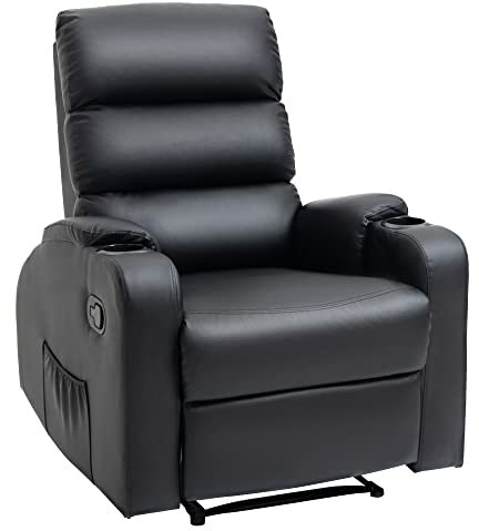 HOMCOM Fauteuil de Relaxation inclinable avec Repose-Pied Ajustable revêtement synthétique Noir
