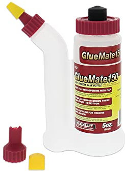 Milescraft 5222 Glue Mate 150-5oz. (150ml) Precision Wood Glue Bottle - Anti-Drip - Dowel and Biscuit Tips Included - Easy Flow Multi-Chamber Design - Ideal for Woodworking