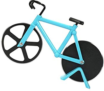Ruota per Pizza per Bicicletta, Ruota per Pizza in Acciaio Inox Divertente Rullo per Pizza Antiaderente Grande Idea per i Ciclisti Amanti della Pizza Accessori per Pizza Gadget da Cucina Articoli Blu