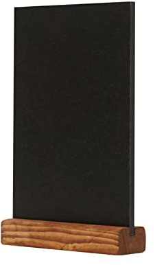 EUROPEL Kreidetafel Tischaufsteller, A5, Hochformat, Sockel aus Kiefernholz mit natürlichem Finish, doppelseitig, für wasserbasierte Marker, für Restaurants, Hotels, Konferenzen, Festivals