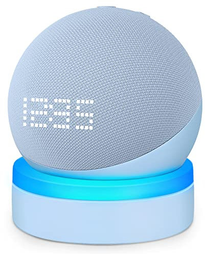 Dot 5. Generation Tischständer, ZUOLACO Ständer Halterung für Echo Dot 5. und 4. Gen, Tischhalterung mit Lichtleiter, Dot 5 Zubehör mit eingebautem Kabelmanagement, Graublau