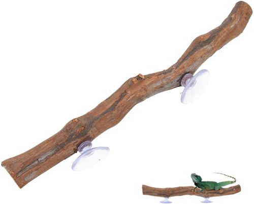 iplusmile Grapewood Stand with Suction Cups 12 Inch Wooden Reptile Tree Branch Toy for Bearded Dragon Lizard Climbing Habitat Decor Pet Accessory