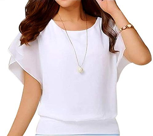 Yommay Blusas de verano para mujer, elegantes, informales, de gasa, camisetas de manga corta