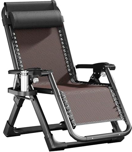 Multi-Adjustable Summer Folding Chair, Load-Bearing Recliner Balcony Leisure Beach backrest, Breathable, Lightweight Garden Lounger for Lunch Breaks and naps (Color : Brown)