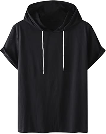 Felpa da donna a maniche corte, tinta unita, con cappuccio, alla moda, con cappuccio, con cappuccio, taglie forti, comoda, in cotone, estiva, classica, maglietta sportiva estiva