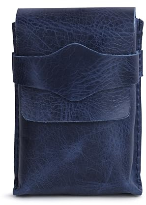 TheAntiq Blue Leather Playing Card Pouch Storage Case for Poker Bridge Card