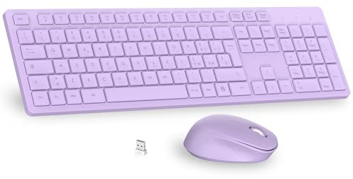 LeadsaiL Kit Tastiera e Mouse Wireless con Tastierino Numerico, Layout Italiano QWERTY, 2,4 GHz USB, Silenzioso, Compatibile con PC, Desktop, Laptop, Computer per Windows, HP, Lenovo, Mac-Viola