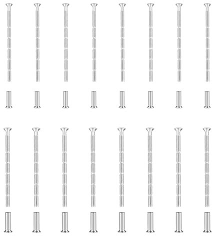 8 Sets Verbindungsschrauben mit Hülsen, M3 Hülsenschrauben Verbindung Schrauben und M4 Hülsenmuttern, Türgriff Schrauben Möbelschrauben mit Hülse für Möbelverbinder Schrankverbinder Schrauben