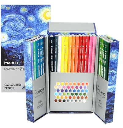 MARCO Set di Matite Colorate 48 Colori, Matite in Legno Ölbasierte per Malen & Zeichnen, Ideal per Artisti e Appassionati di Pittura