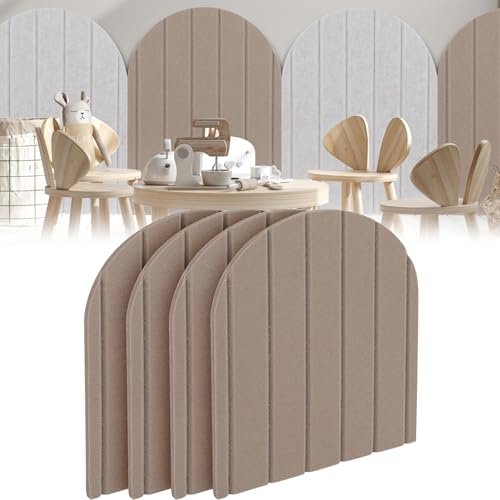 3D Pannelli murali, 4 pezzi da 32x43 cm, pannelli decorativi in feltro autoadesivi anticollisione per la protezione delle pareti, per camera da letto, cameretta per bambini (Cammello)