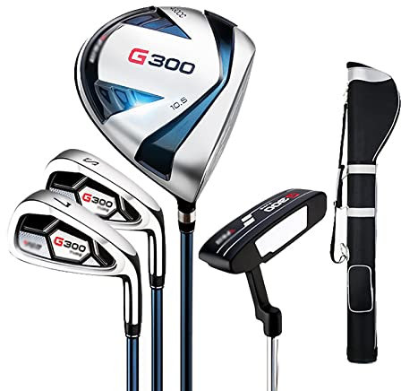 Set di mazze da golf da uomo, mazze da gioco professionali da golf con sacca per palline, asta in acciaio al carbonio e grafite ultraleggera, design con scanalatura antiscivolo CNC, ausili per l'all