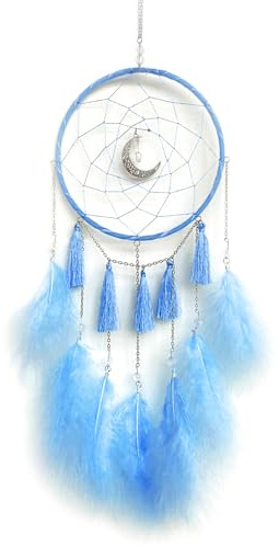 Energather Acchiappasogni, intrecciato a mano, acchiappasogni, acchiappasogni estetico per camera da letto, ufficio, soggiorno (blue)