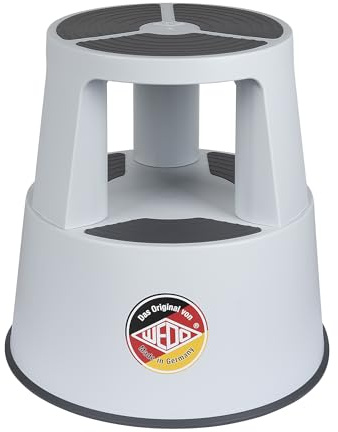 WEDO Taburete con Ruedas Super Step de plástico irrompible, con pie de Elefante, con Certificado TÜV GS, Fabricado en Alemania, Antideslizante, Altura Aprox. 43 cm, Capacidad de Carga 150 kg, Color