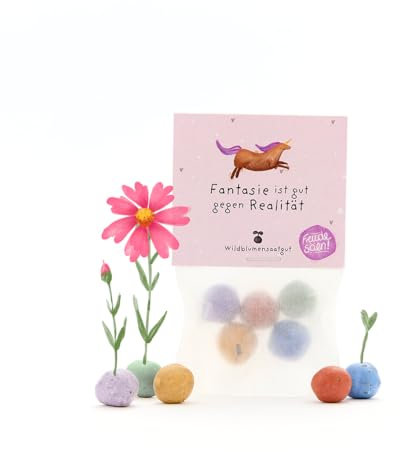 Sostenible: 5 canicas de flores de colores | coloridas bombas de semillas con semillas de flores silvestres | para animar, cumpleaños infantiles y como regalo creativo | 100% ecológico y duradero