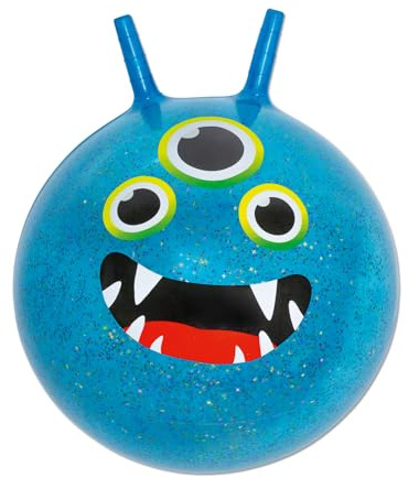 Moses. Monster - Palla per Saltare con Brillantini con coriandoli, per Bambini dai 4 Anni in su, Ø 45 cm, con Maniglie, Portata Fino a 80 kg, Giocattolo per Interni ed Esterni, Blu con Glitter