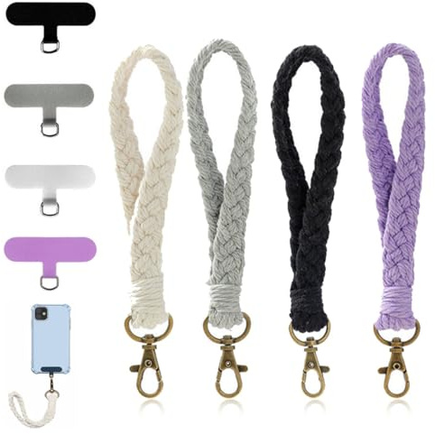 JEYORZY 4 Pezzi Cordino per Cellulare,Laccio per Cellulare da Polso,Catena per Cellulare in Stile Bohémien,Adatto a Tutti Gli Smartphone,Portachiavi a Catena