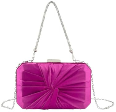 MODELISA - Bolso Clutch De Noche Elegante Cadena De Hombro Boda Fiesta Evento Para Mujer (Buganvilla)
