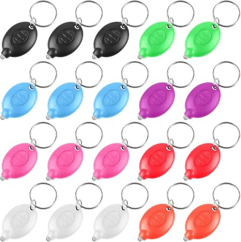 GBKDQQ 20 Stück LED Schlüsselanhänger Taschenlampe, Mini Taschenlampe Schlüsselanhänger, Tragbare Ultrahelle Batteriebetriebene Led Schlüsselanhänger Kinder Mitgebsel (Zufällige Farbe)