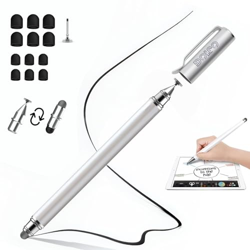 Lápiz Táctil Magnético 3 en 1 para Todas Las tabletas y teléfonos, lápiz Capacitivo con Punta de 6 mm + 4,5 mm, Clip de lápiz antideslizamiento, Incluye 20 Puntas de Goma, para Escribir, Dibujar