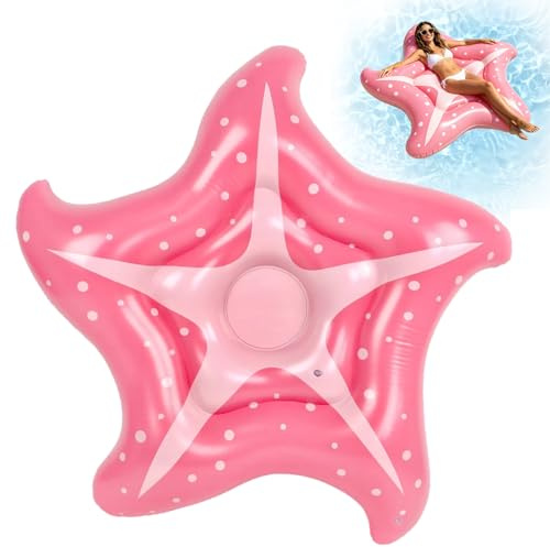 ZoneYan Flotador Asiento Piscina Hinchable Estrella, Estrella de Mar 140×140cm, Colchoneta Inflable Piscina para Adultos, Isla Flotante para Adultos, Tumbona Hinchable Piscina