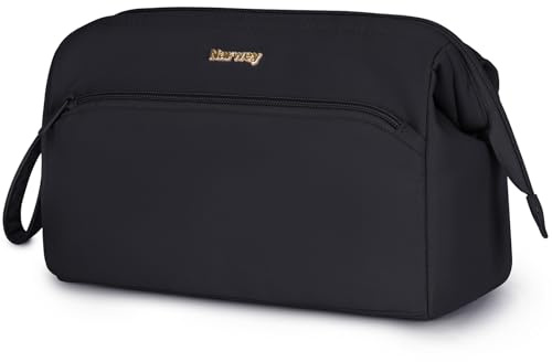 Narwey Spalancato Porta Trucchi Trousse Trucchi Donna Organizer, Grande Beauty Case da Viaggio Donna Pochette Donna Trucchi Make up Bag Idee Regalo Ragazza (Nero (Grande))
