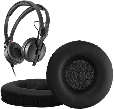 kwmobile 2x Cuscinetto Cuffie Compatibile con Sennheiser HD25 / HD25-1 II / HD250BT Pad - Cuscinetti Ricambio Cuffie Over Ear Simil Pelle - nero
