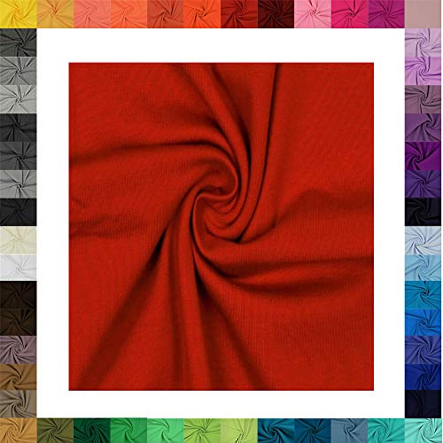 1 Meter Jersey Baumwolljersey uni Farben, 220g/m², Öko-Tex Standard 100 Stoffe, 330g/lfm (5019 Rot)