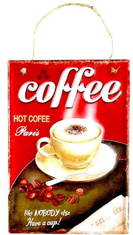 DiiliHiiri Cartel Café Metálico Retro — Placa Metálica Retro 40x28x0,2cm para Decoracion Pared Hogar y Cocina Vintage Adornos Decorativos para Restaurante Cafetería Bar Regalos Originales Madre (9523)