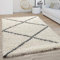 Paco Home Hochflor Teppich Wohnzimmer Shaggy Skandinavisches Rauten Muster, Modern In Creme, Grösse:120x170 cm
