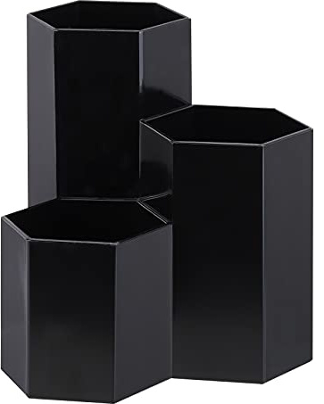 LoveBB Makeup Brush Holder Organizer, 3 Slot Plastic Cosmetics Brushes Pen Storage Solution, Black