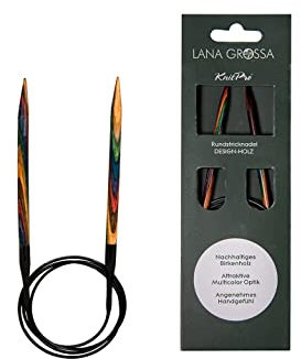 Lana Grossa Rundstricknadel Design-Holz – Stricknadeln aus Birkenholz, ergonomisch & farbig – Ideal für Pullover, Schals, Mützen & weitere Rundprojekte 60/5,0